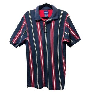 Vintage 90s Catalina Vertical Striped‎ Polo Shirt Navy Red White Casual Golf L